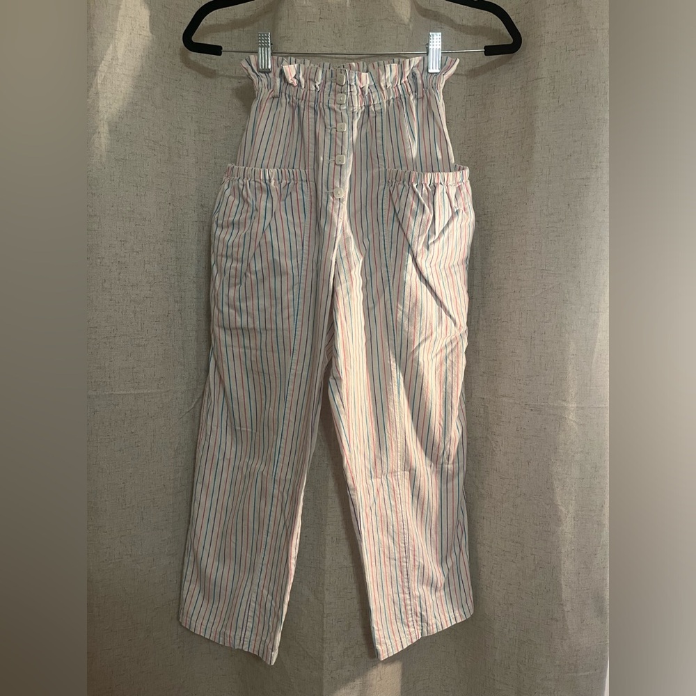 Vintage 80s Colorful Striped Elastic Waist Pants XXS-S
